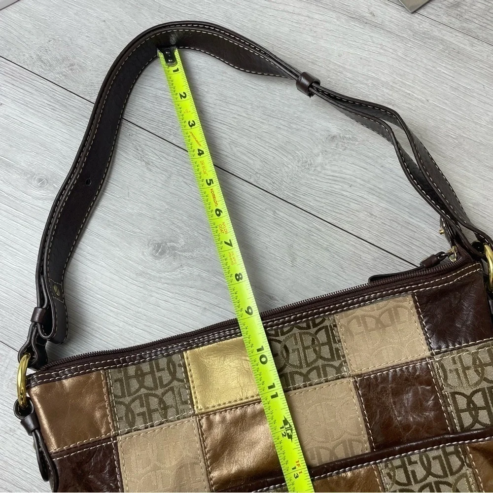 VINTAGE Giani Bernini Brown and Gold Patchwork Leather Hobo Shoulder bag